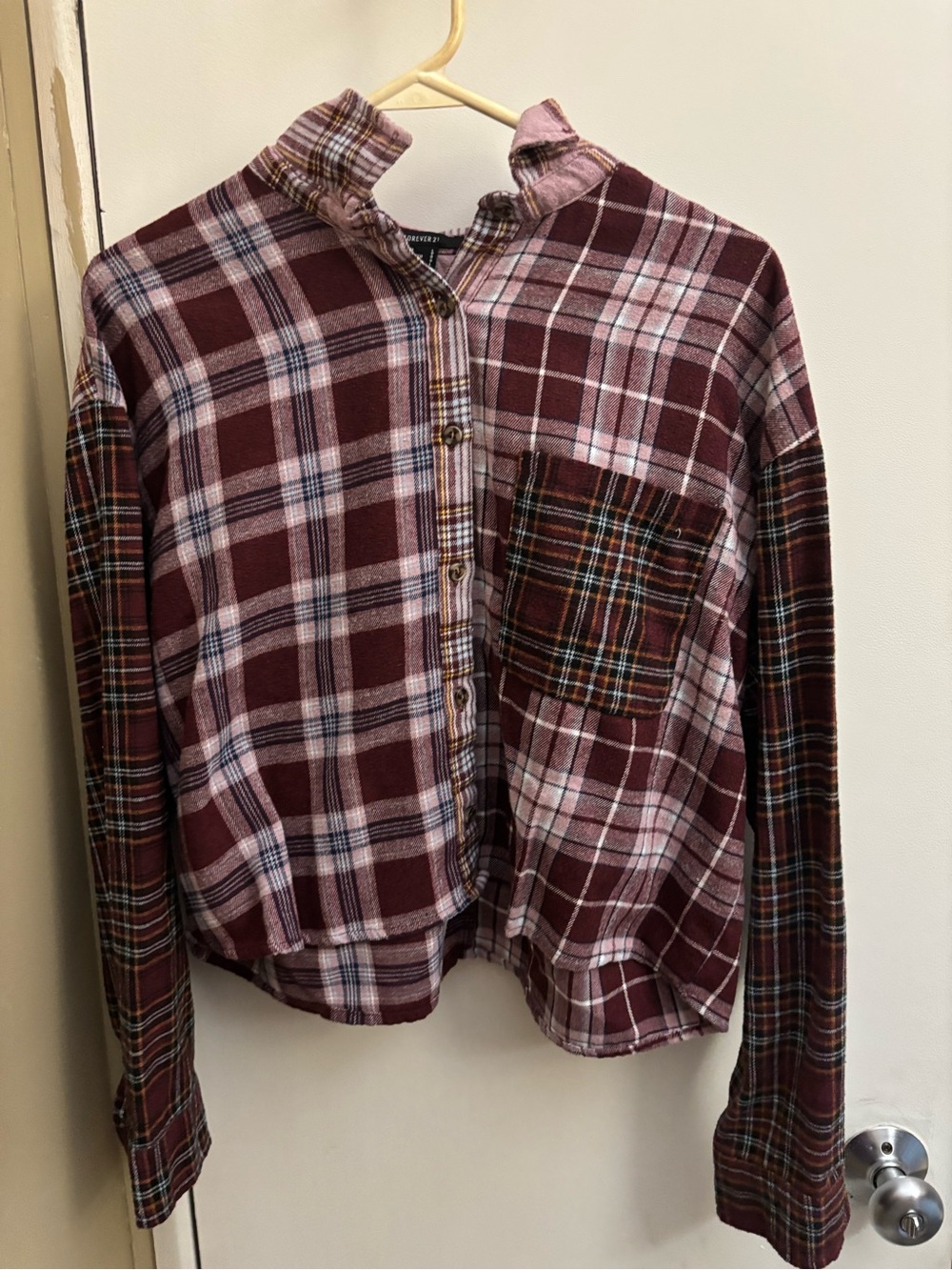 Women’s Burgundy Plaid Button-Up Shirt